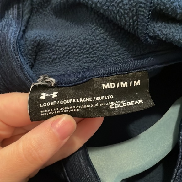 Under Armour Coldgear navy sweatshirt with a hood and pockets - Picture 8 of 8